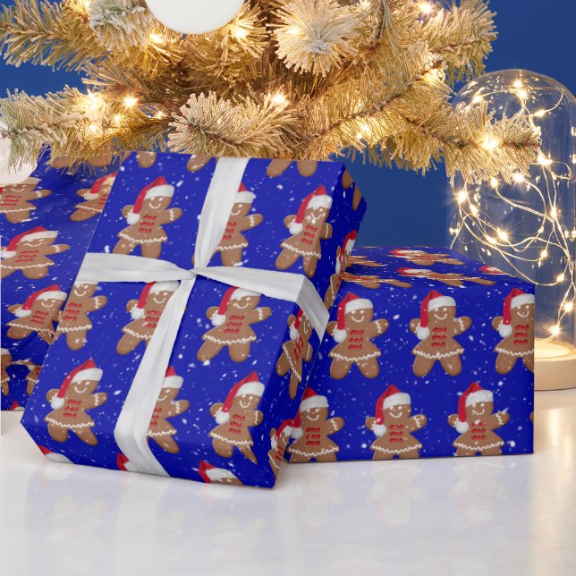 Santa Gingerbröd Cookie Girl med Snöflingor Presentpapper (Helgdagar)