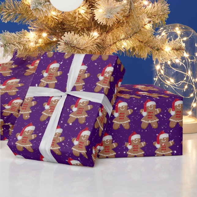 Santa Gingerbröd Cookie Girl med Snöflingor Presentpapper (Helgdagar)