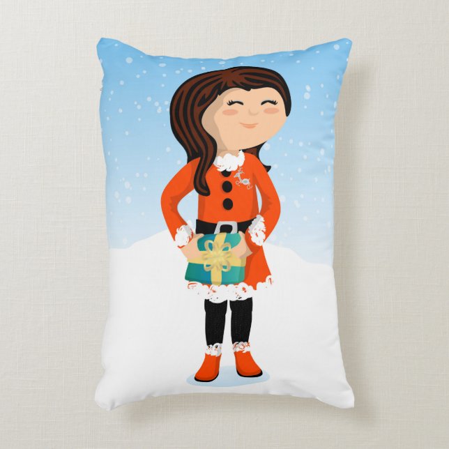 Santa Girl and Boy Accent Pillow Prydnadskudde (Framsidan(Vertikal))