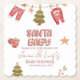 Santa Girl Boy Holiday Baby Shower Underlägg Papper