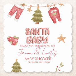 Santa Girl Boy Holiday Baby Shower Underlägg Papper