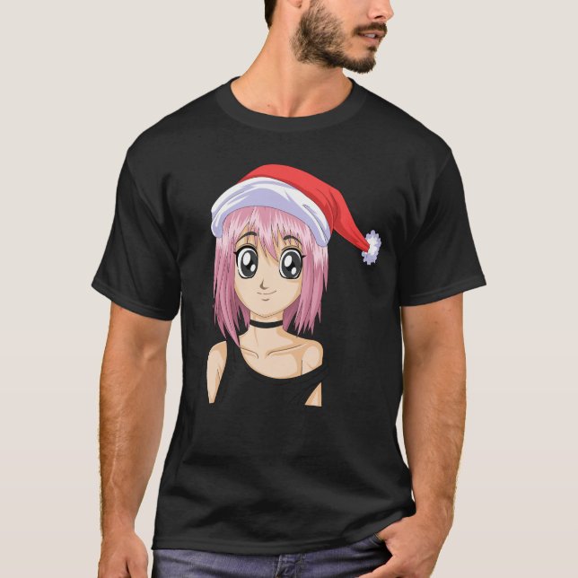 santa girl christmas anime t shirt (Framsida)
