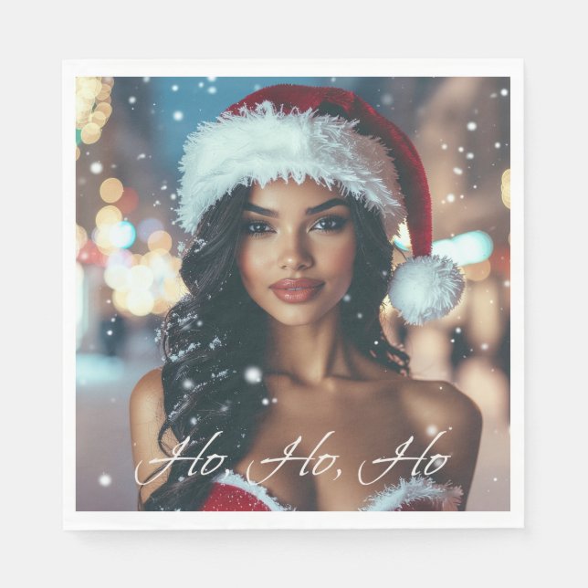 Santa Girl - Ho Ho Ho - Christmas Pappersservett (Framsidan)