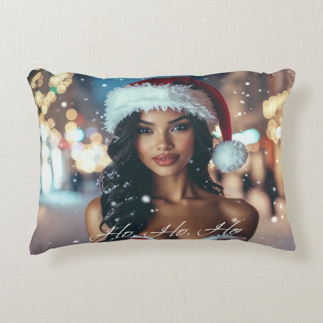 Santa Girl - Ho Ho Ho - Christmas Prydnadskudde (Framsidan)