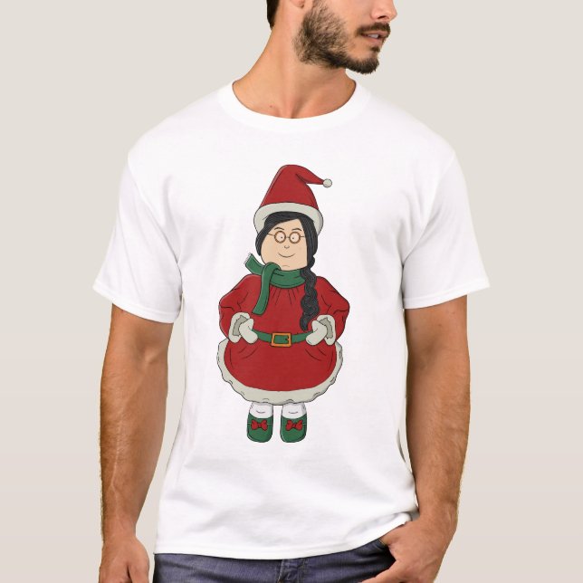 Santa Girl in Red Dress T Shirt (Framsida)