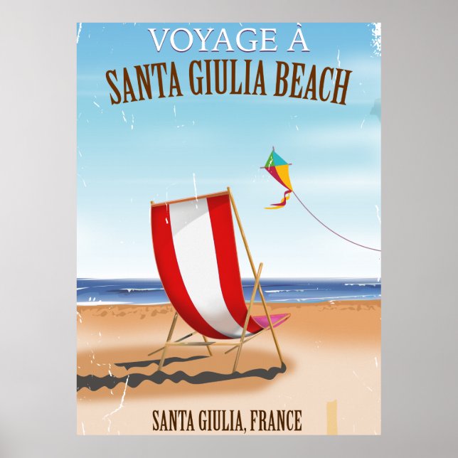 Santa Giulia Beach Vintage fransk reseposter Poster (Framsidan)