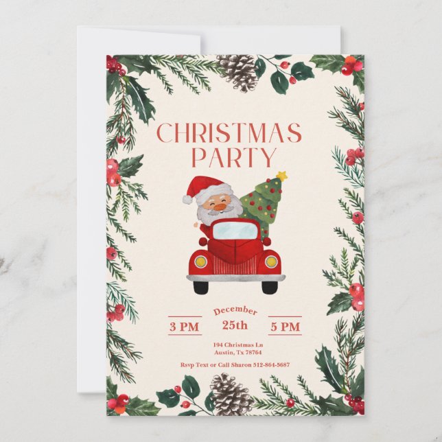 Santa Glad Jul Fest  Inbjudningar (Framsida)