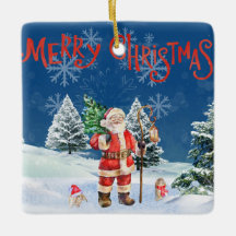 Santa Glad Jul Ornament