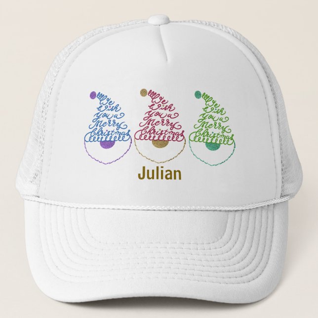 Santa Glitter Modern Cute Christmas Personalized  Keps (Framsida)