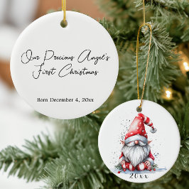 Santa Gnome Baby Första jul Julgransprydnad Keramik