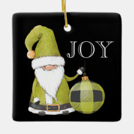 Santa Gnome Grönt Ornament Editable God jul