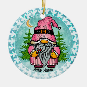 Santa gnome julgransprydnad keramik