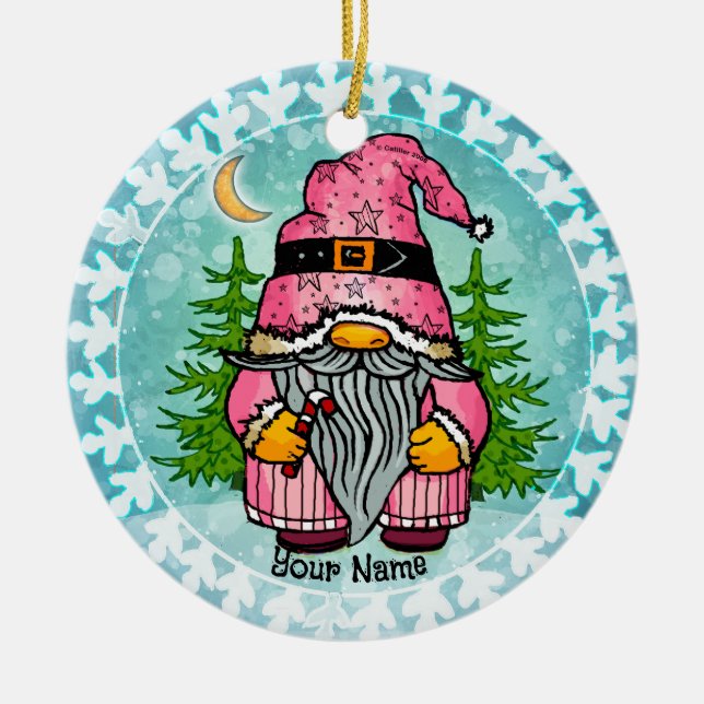 Santa gnome julgransprydnad keramik (Framsidan)
