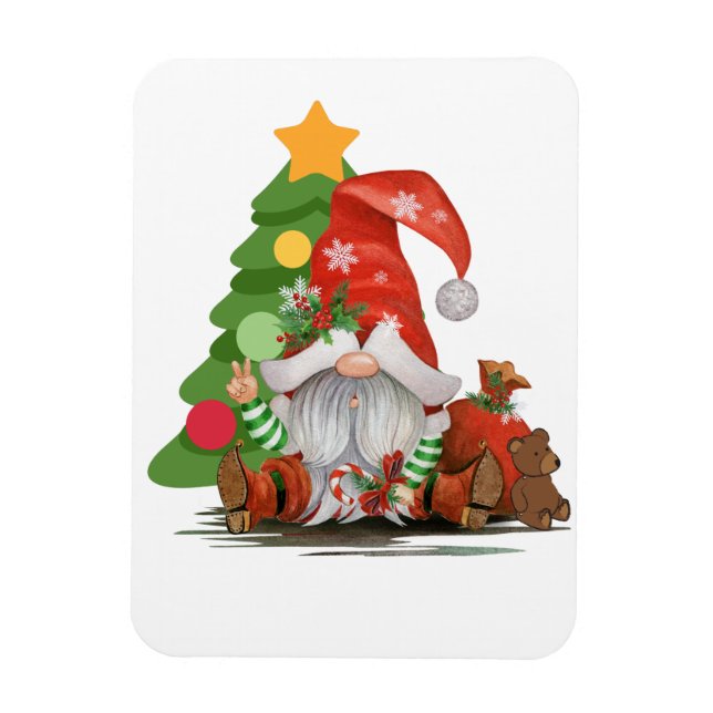 Santa Gnome - Ljuskjulets jultomtedesign Magnet (Vertikal)