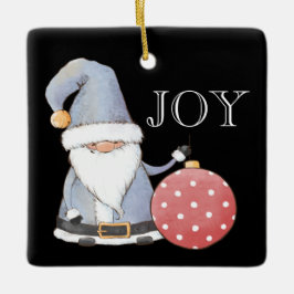 Santa Gnome Red Ornament Editable jul
