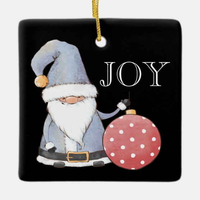 Santa Gnome Red Ornament Editable jul (Framsida)