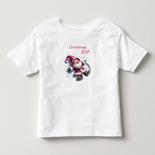Santa Gnome Snow Angels - Christmas Joy! T Shirt (Framsida)