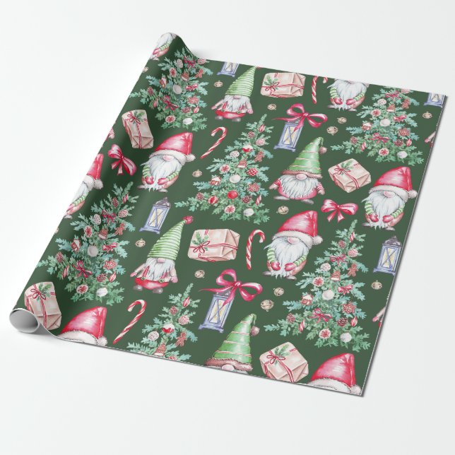 Santa Gnomes jul Presentpapper (Utrullad)