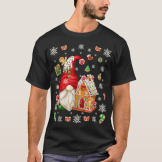 Santa Gnomie With Gingerbread House Family Christ T Shirt