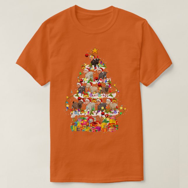 Santa Goat Julgran Cute jul Ljus Go T Shirt (Design framsida)