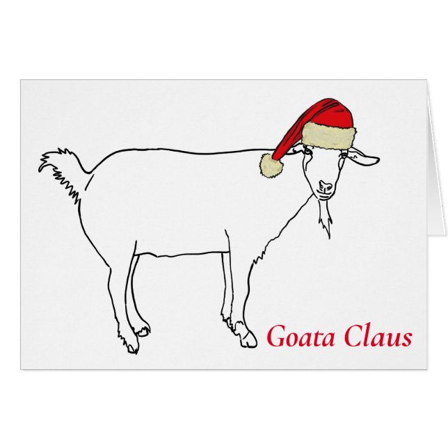 Santa Goat simple Teckning Hälsningskort (Framsidan Horizontal)