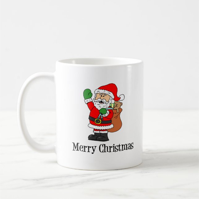 Santa God jul Cute Tecknad Kaffemugg (Vänster)