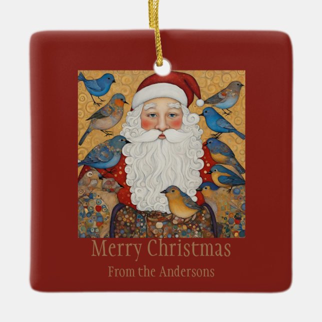 Santa God jul Hälsning Julgransprydnad Keramik (Framsida)