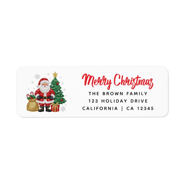 Santa God jul | Red Typography Returadress Etikett (Framsidan)