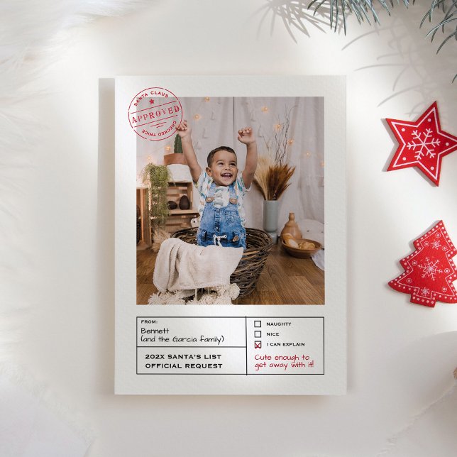 Santa Godkänd Naughty eller Nice Form Photo Julkort (Skapare uppladdad)