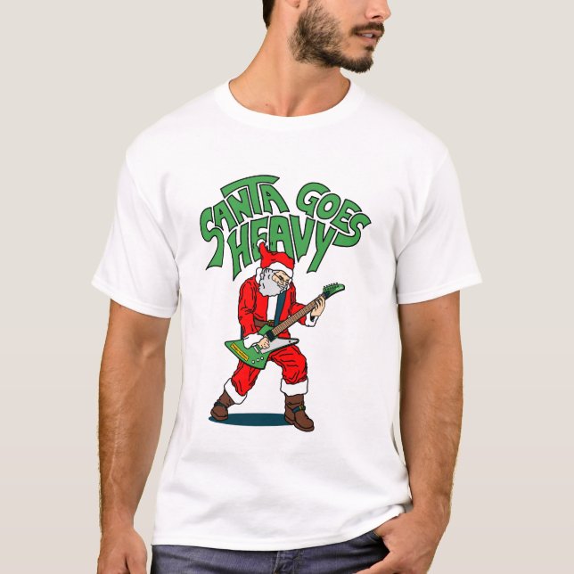 Santa Goes Heavy T Shirt (Framsida)