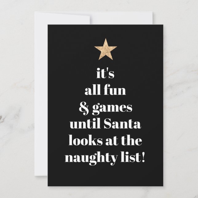 Santa Gold Star Modern Träd Font Rolig Humor Citat Julkort (Framsida)