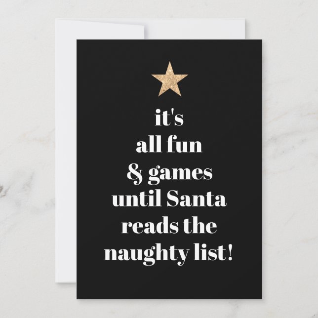 Santa Gold Star Modern Träd Font Rolig Humor Citat Julkort (Framsida)