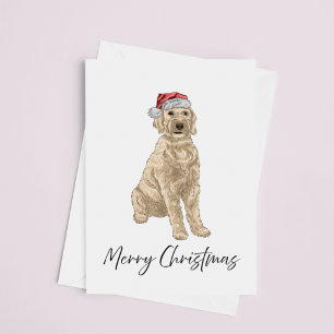 Santa Golden Doodle Vattenfärg Julkort Kort