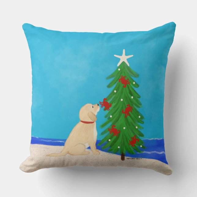 Santa Golden Hund julpillow Kudde (Framsida)