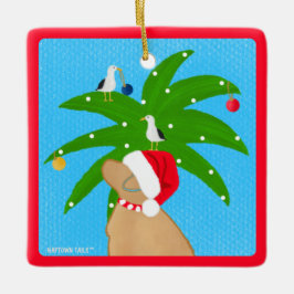 Santa Golden Hund Trimming jul Handflatan Träd Julgransprydnad Keramik