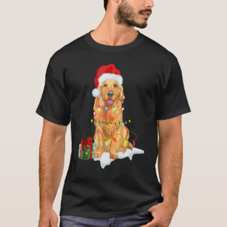 Santa Golden Retriever jul Ljus Julafton Gift T Shirt