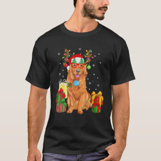 Santa Golden Retriever jul Ljus Reindeer P T Shirt