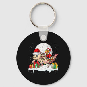 Santa Golden Retriever Riding Axolotl jul Ow Nyckelring
