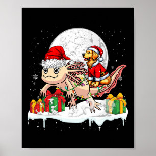 Santa Golden Retriever Riding Axolotl jul Ow Poster