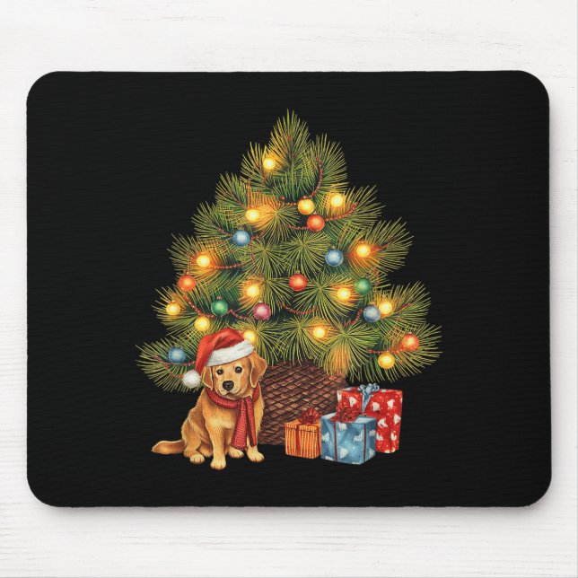Santa Golden Retriever Tree Christmas Lights Dog X Musmatta (Framsidan)