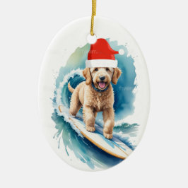 Santa goldendoodle julprydnad julgransprydnad keramik