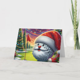 Santa Golf Ball Golfer Holiday Card Helgkort