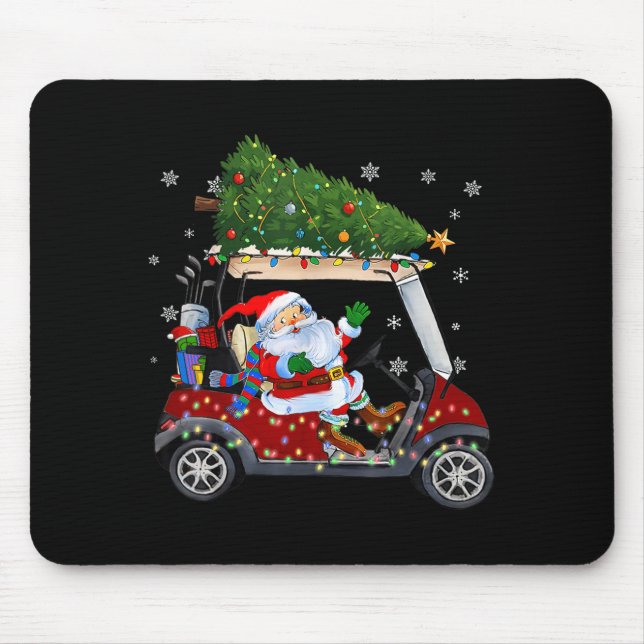 Santa Golf Cart Christmas Tree Lights Xmas Golfer  Musmatta (Framsidan)