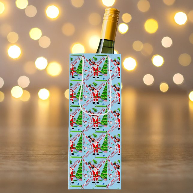 Santa Golfing by Julgran (Golf-Themed Wine Surprise! Wrap bottles, spread festive cheer with Santa's flair.)