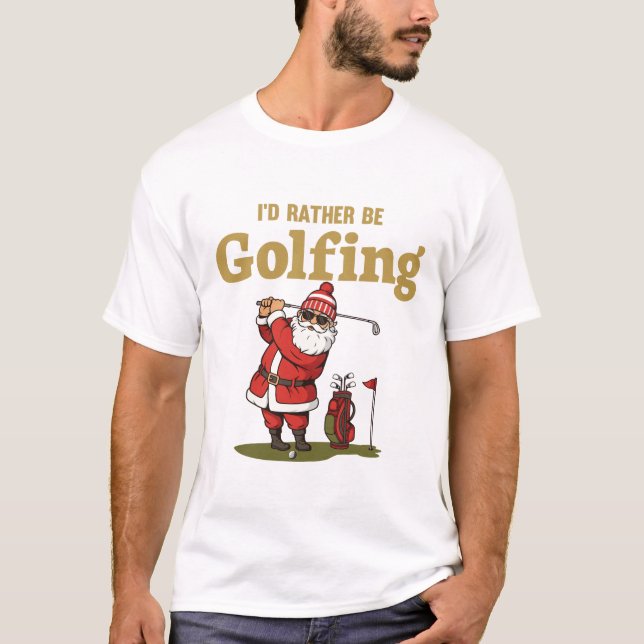 Santa Golfing T Shirt (Framsida)