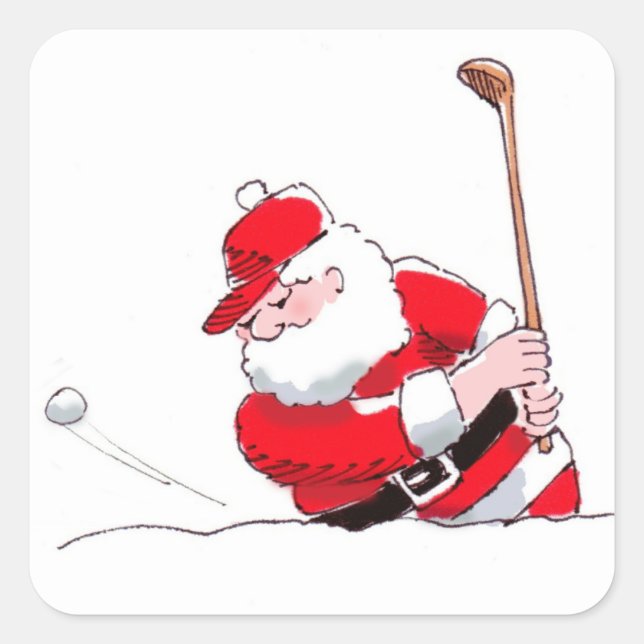 Santa Golfklistermärke Fyrkantigt Klistermärke (Framsida)