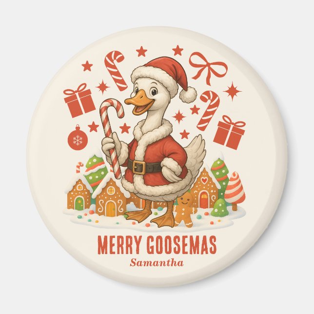 Santa Goose jul Helgdag Fridge Magnet (Framsidan)