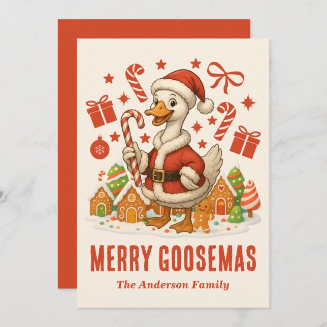 Santa Goose-jul Julkort (Fram/baksida)