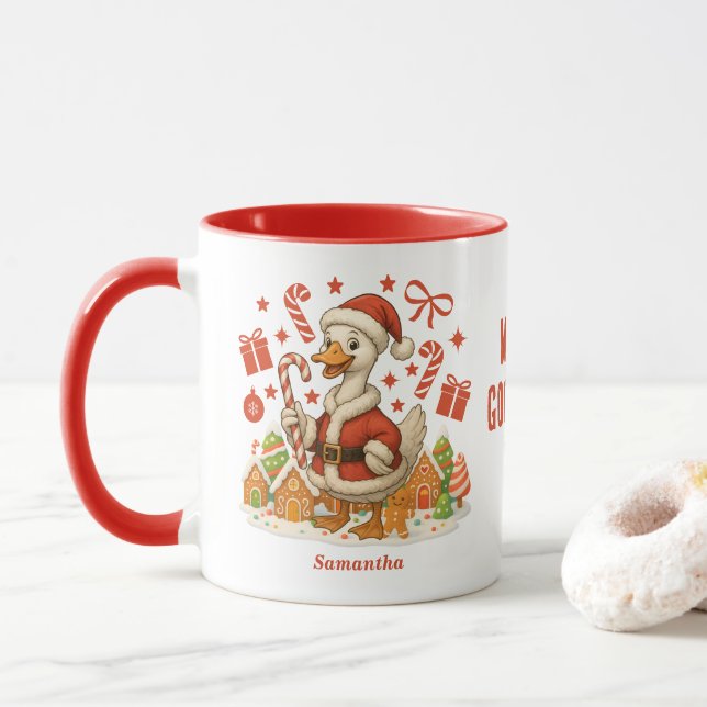 Santa Goose-jul Mugg (Med munk)