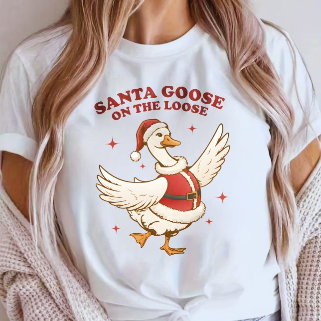Santa Goose on the Loose – Christmas Goose T Shirt (Skapare uppladdad)